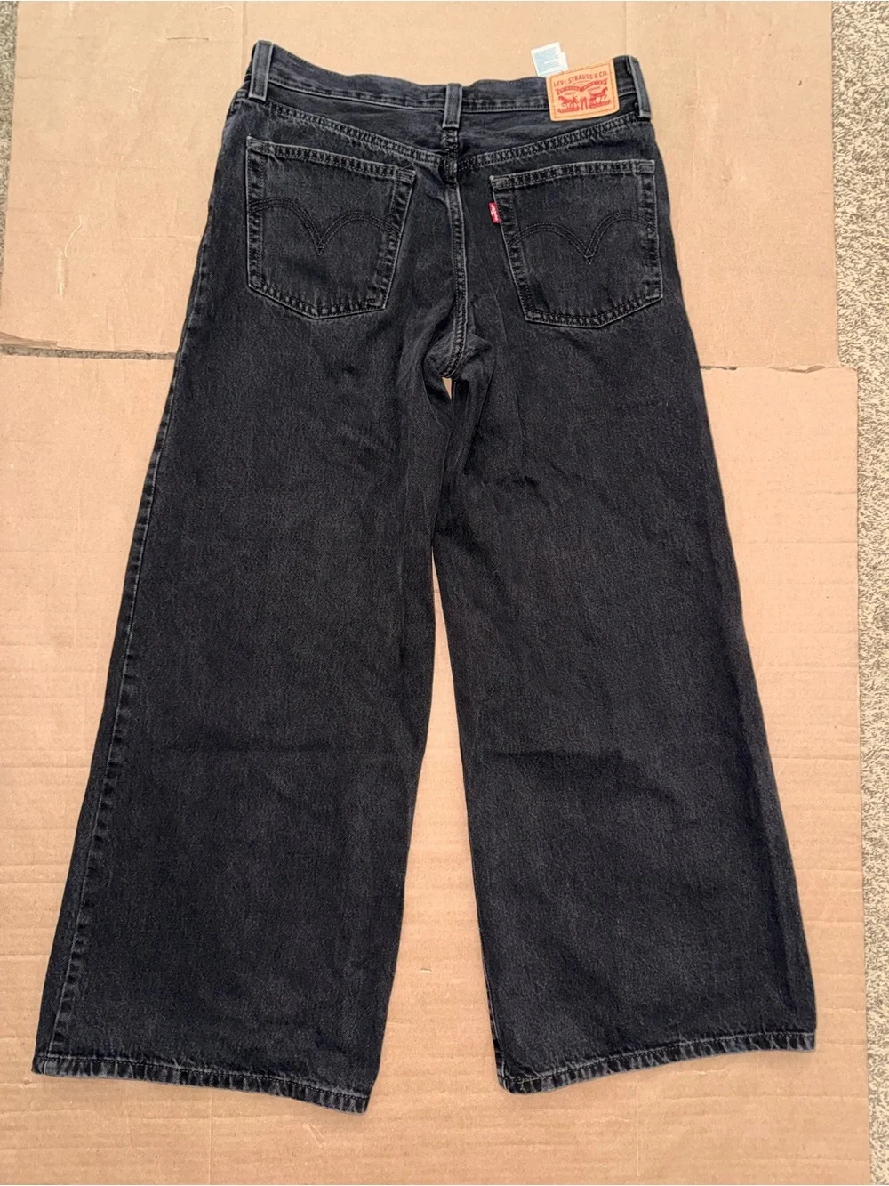Levi’s 94 Baggy Wide Leg Jeans Black Wash High Rise W29 L31 100% Cotton - Picture 3 of 11